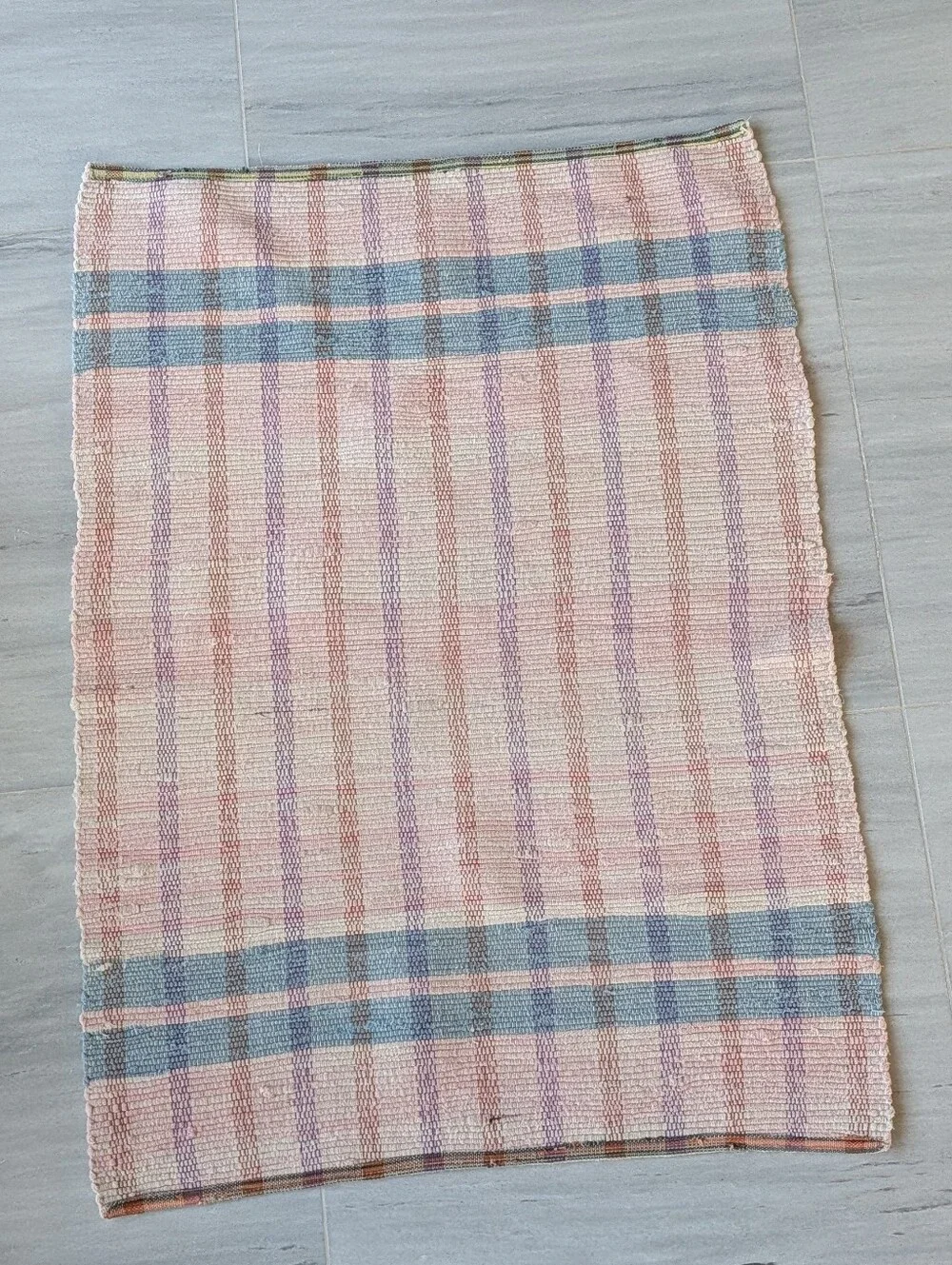 vintage country stripe RAG RUG hand-woven ragg